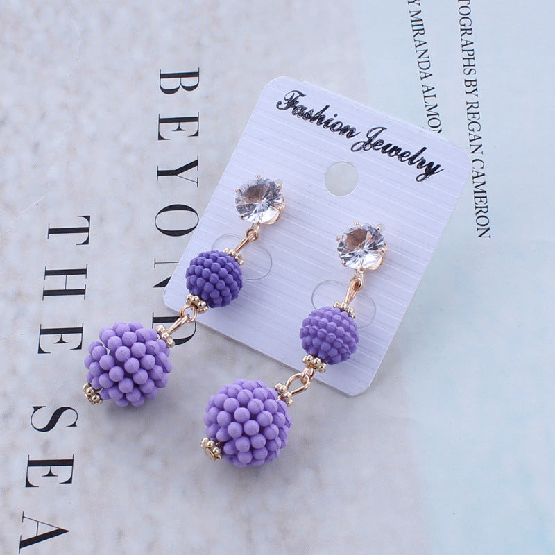 Ribbed Asymmetrical Sphere Drop Earrings