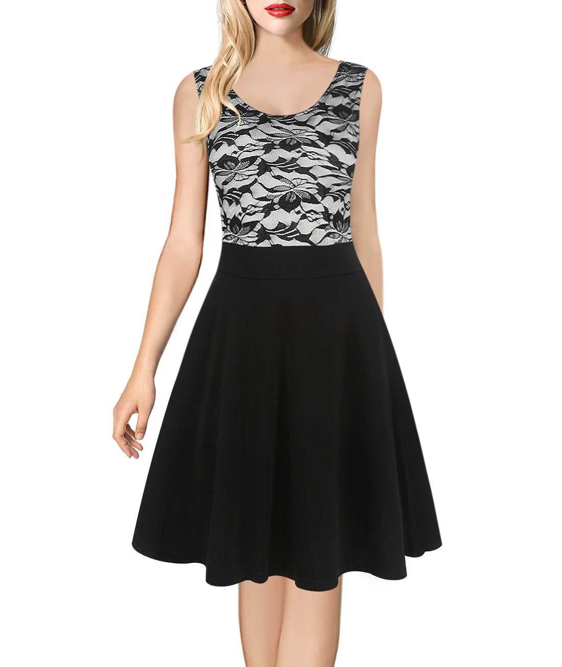 Lace Bodice Tank Sleeveless Dress