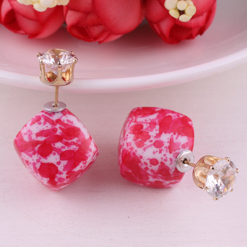 Zircon Double Sided Velveteen Earrings