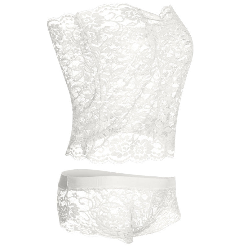 Lace Tube Bra and Boyshort Panty Set