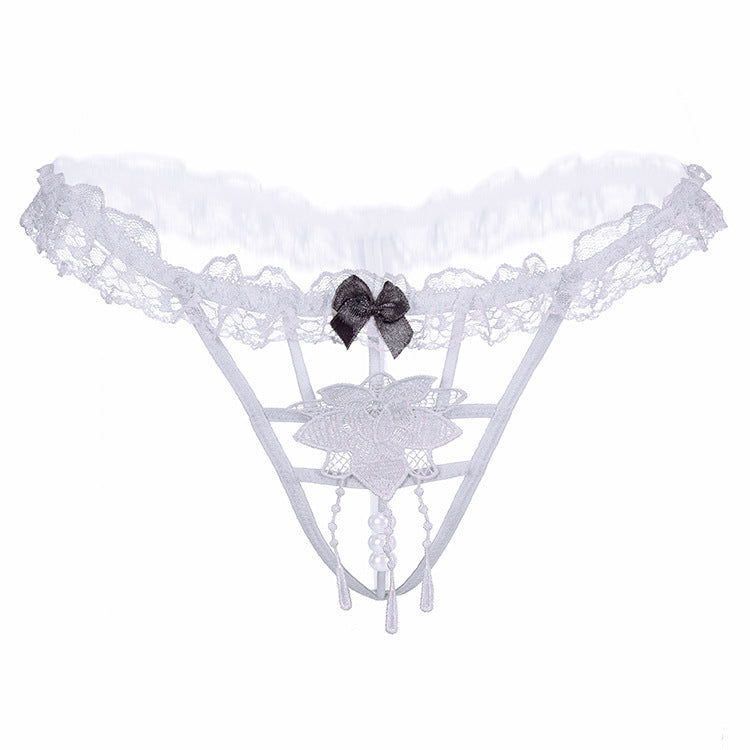 G-String mit Perlen-Strang-Blumenapplikationen