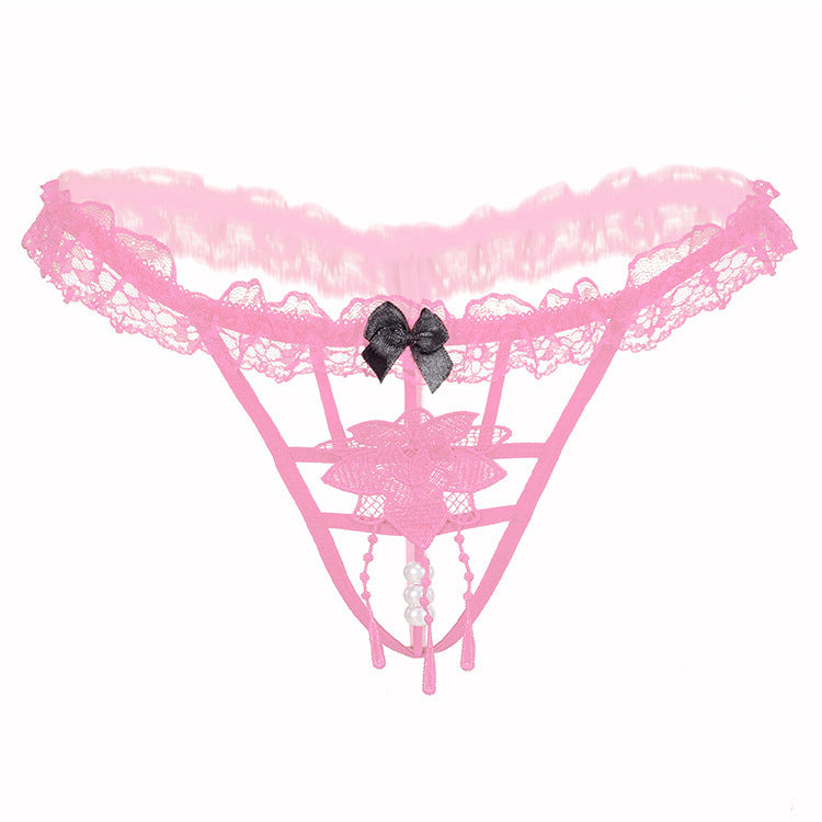 G-String mit Perlen-Strang-Blumenapplikationen