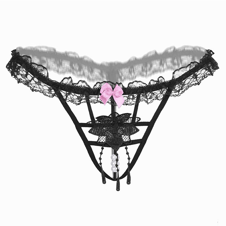 Pearl Strand Floral Applique G String