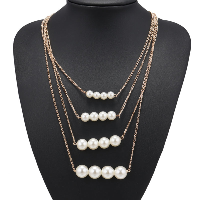 Four Tiered Pearl Necklace