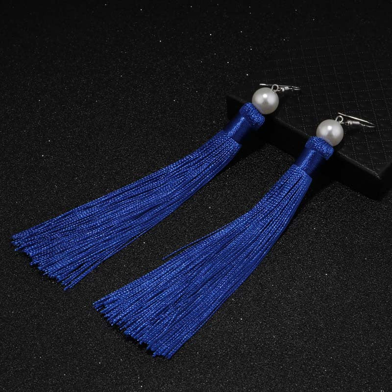 Rode Tassel Pearl Drop -oorbellen