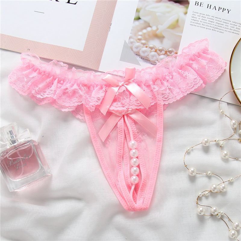 Peekaboo mutiara ruffled renda g string