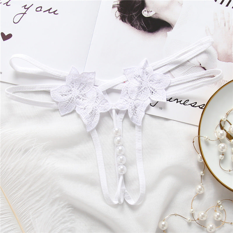 Embroidered Peekaboo Pearl G String - Theone Apparel