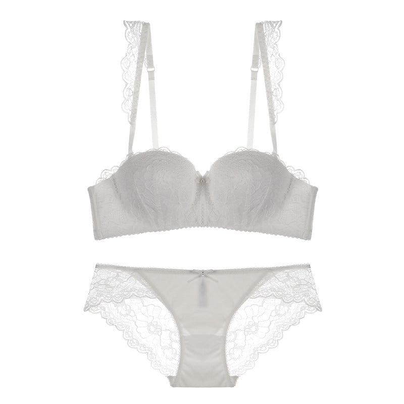 Lace Strap Balconette Bra and Panty Set