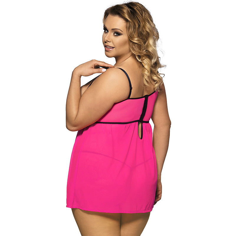 Plus Size Strappy Lacy Babydoll Mini Dress