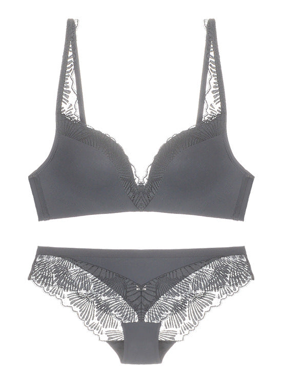 Smooth Cup Lace Trim Bra and Panty Set