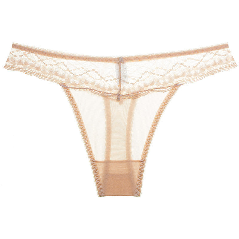 Delicate Lace Trim Thong Panty - Theone Apparel