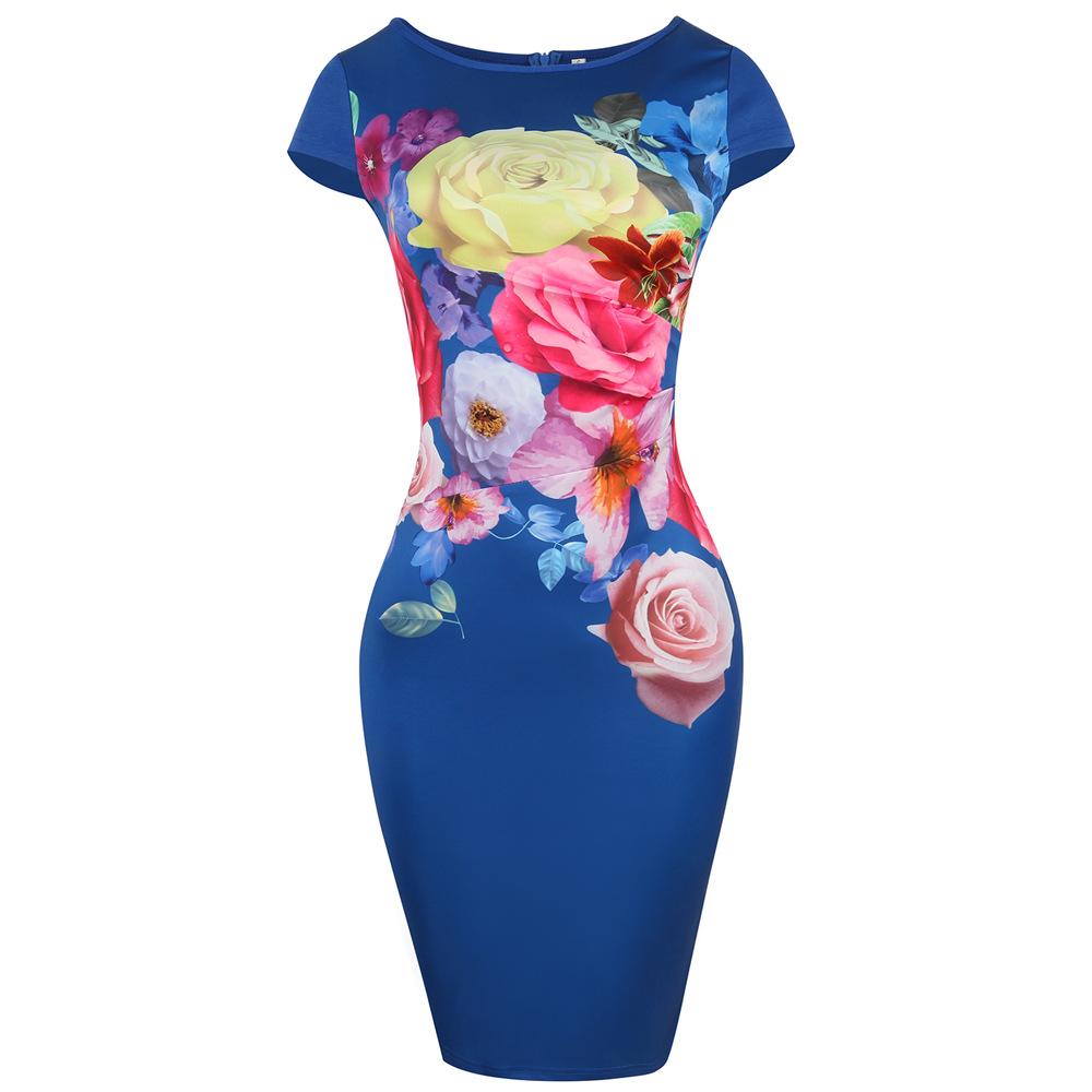 Robe gaine graphique florale surdimensionnée