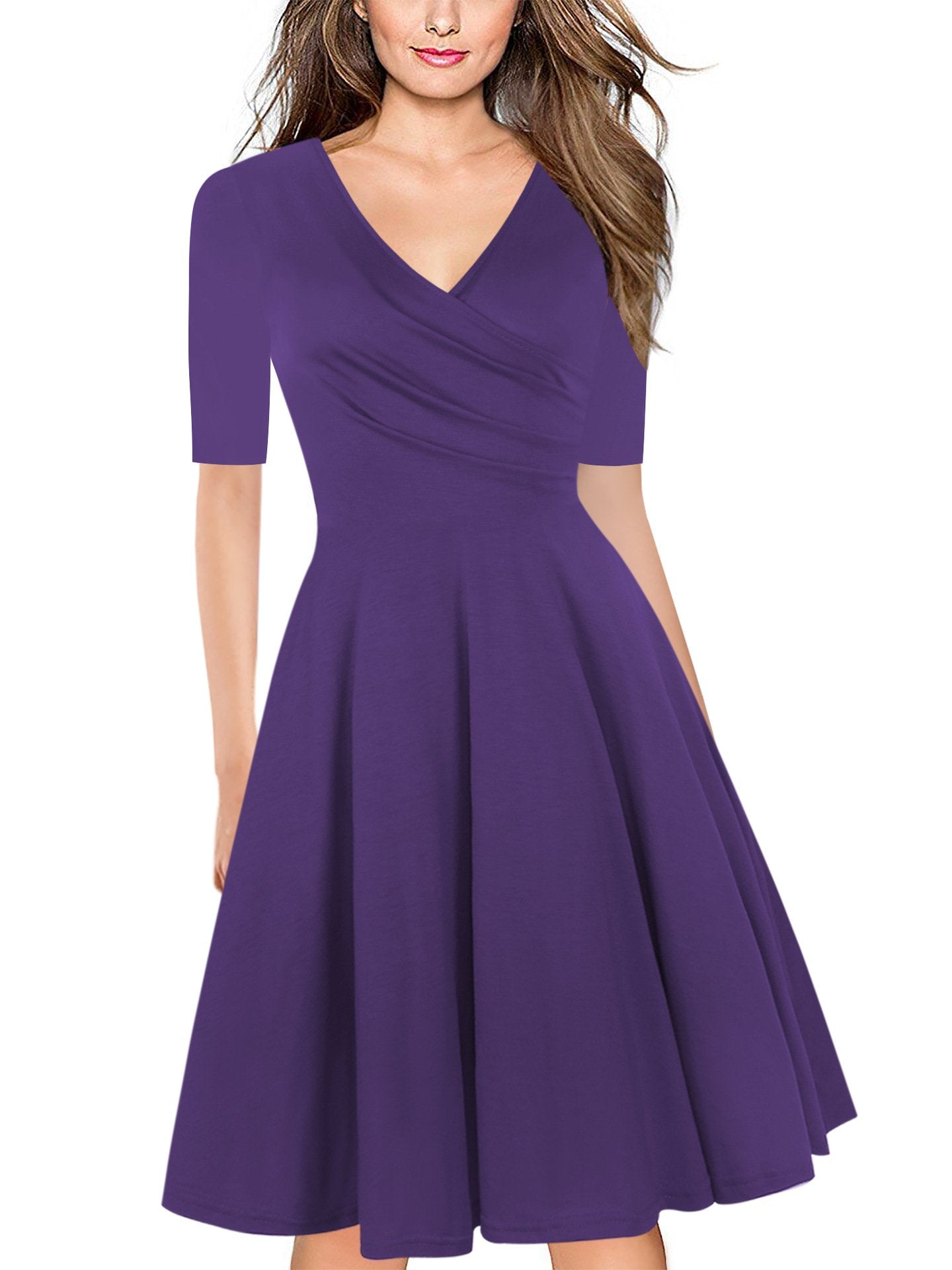 V-Neck Surplice Short-Sleeve Dress