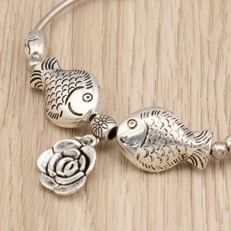 Kissing Fish and Rose Bracelet