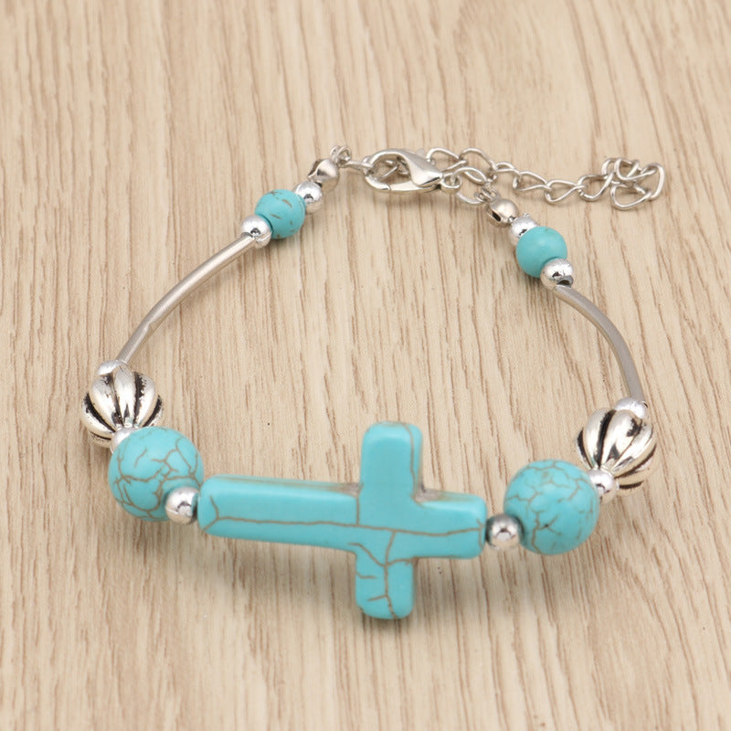 Turquoise Beaded Christian Cross