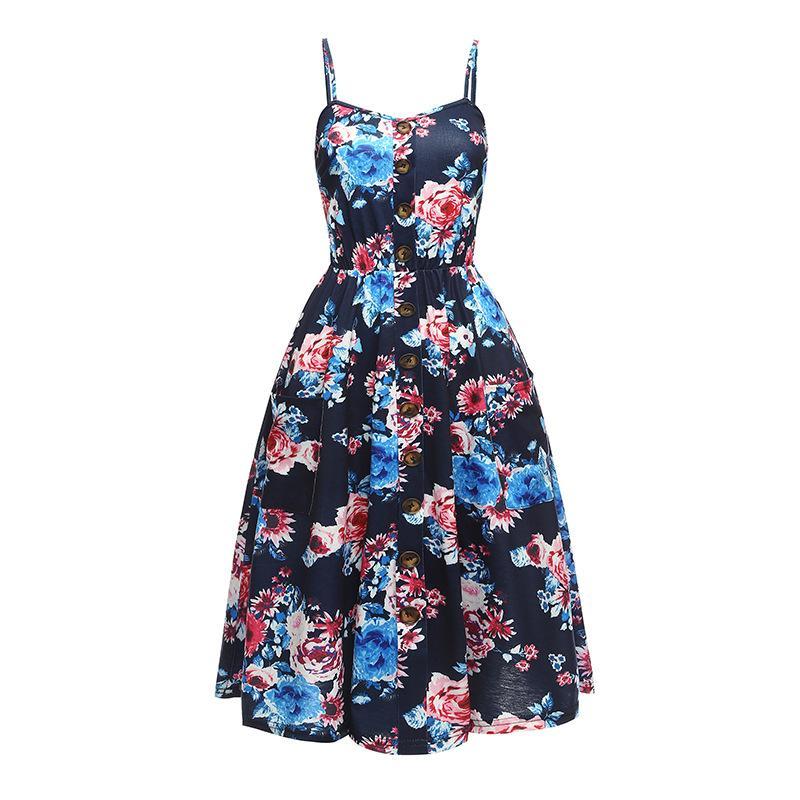 Vestido de verano con botones y estampado de flores