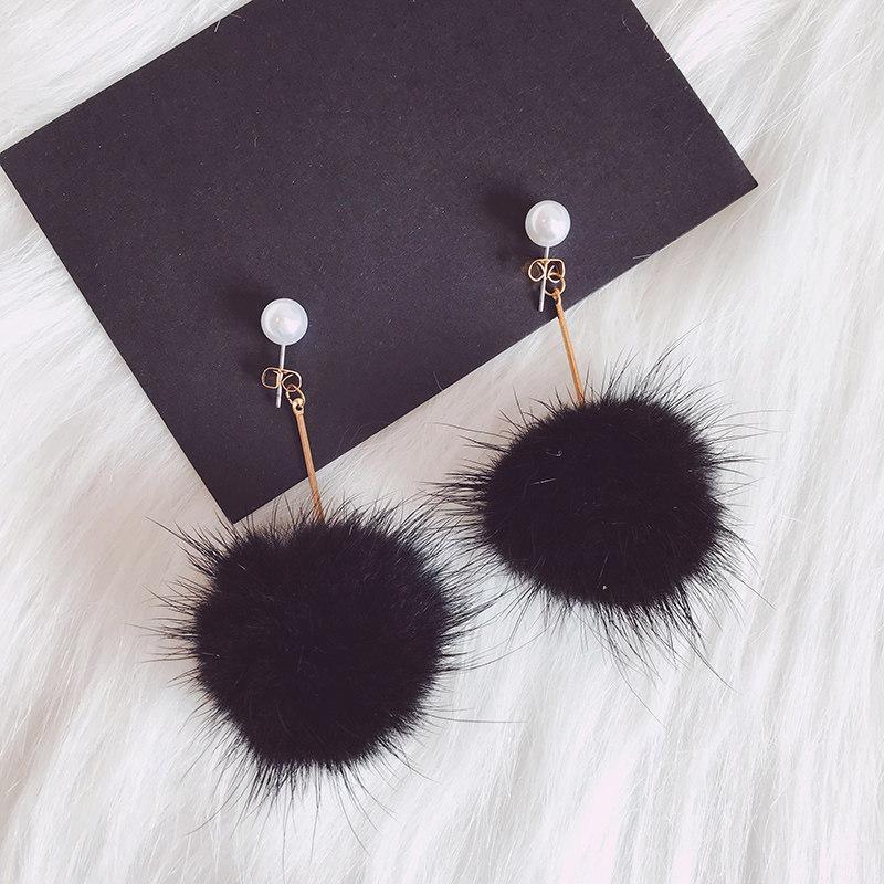 Fancy Fuzz Ball Drop Earrings