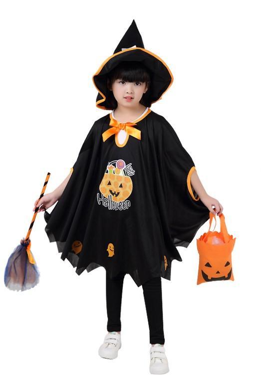 Conjunto completo de disfraz de niña bruja de Halloween