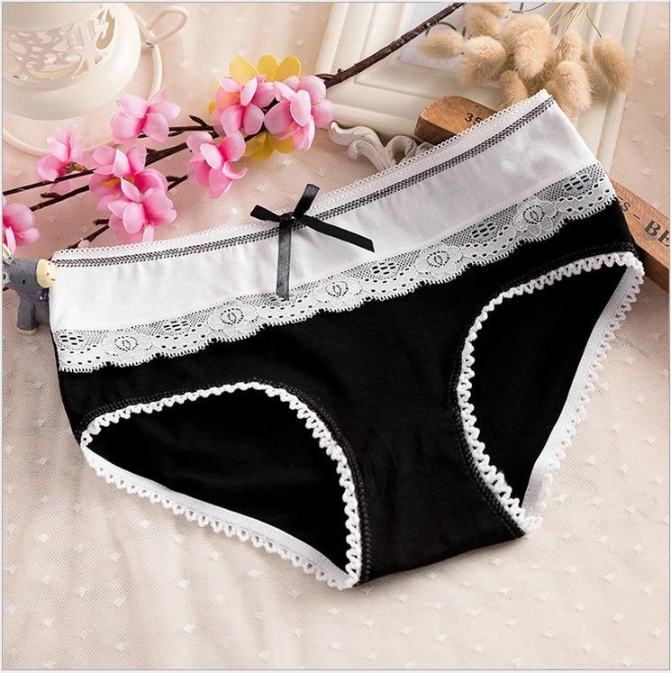 Panty hipster hitam dan putih bertali