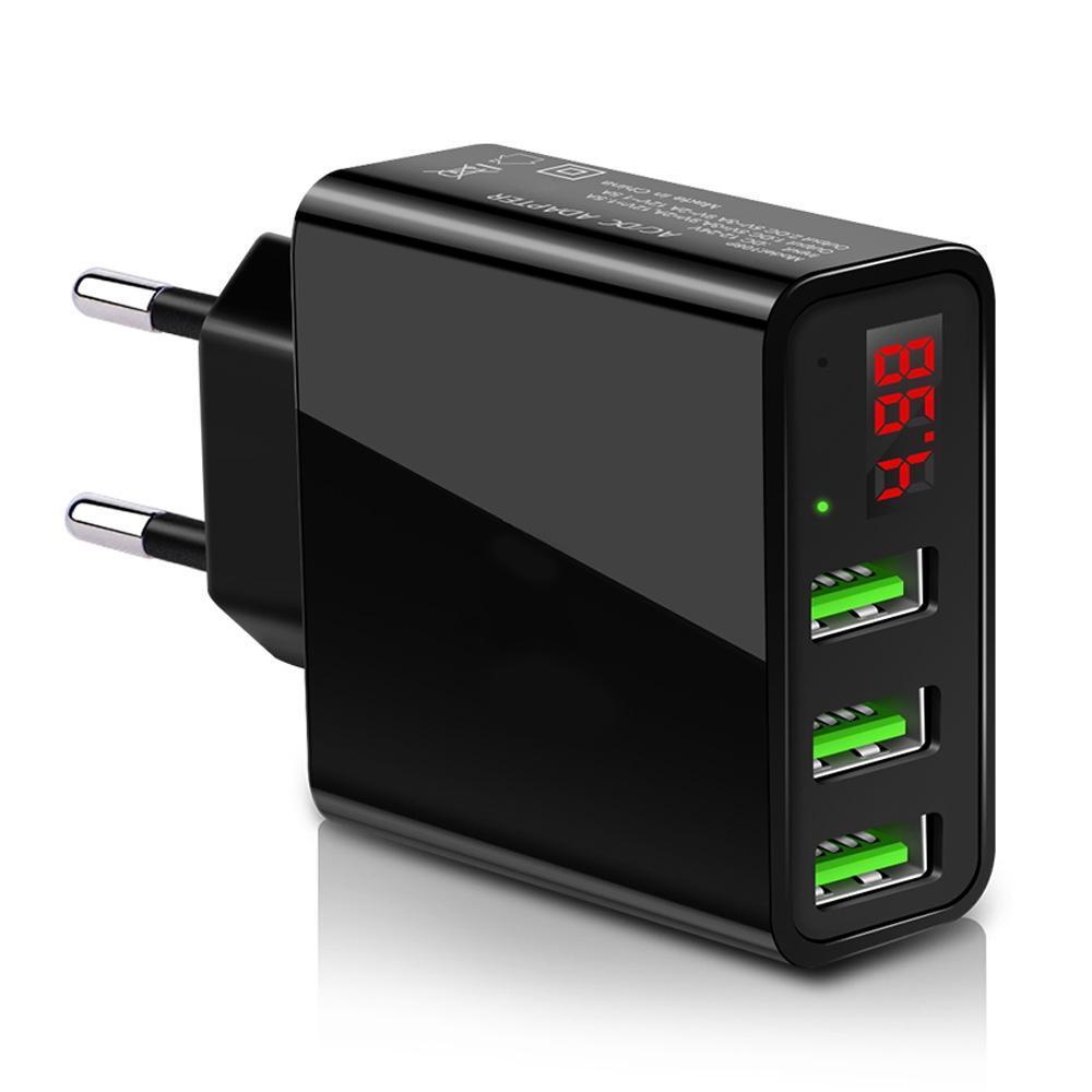 電圧ディスプレイ付きマルチポート電話USB充電器