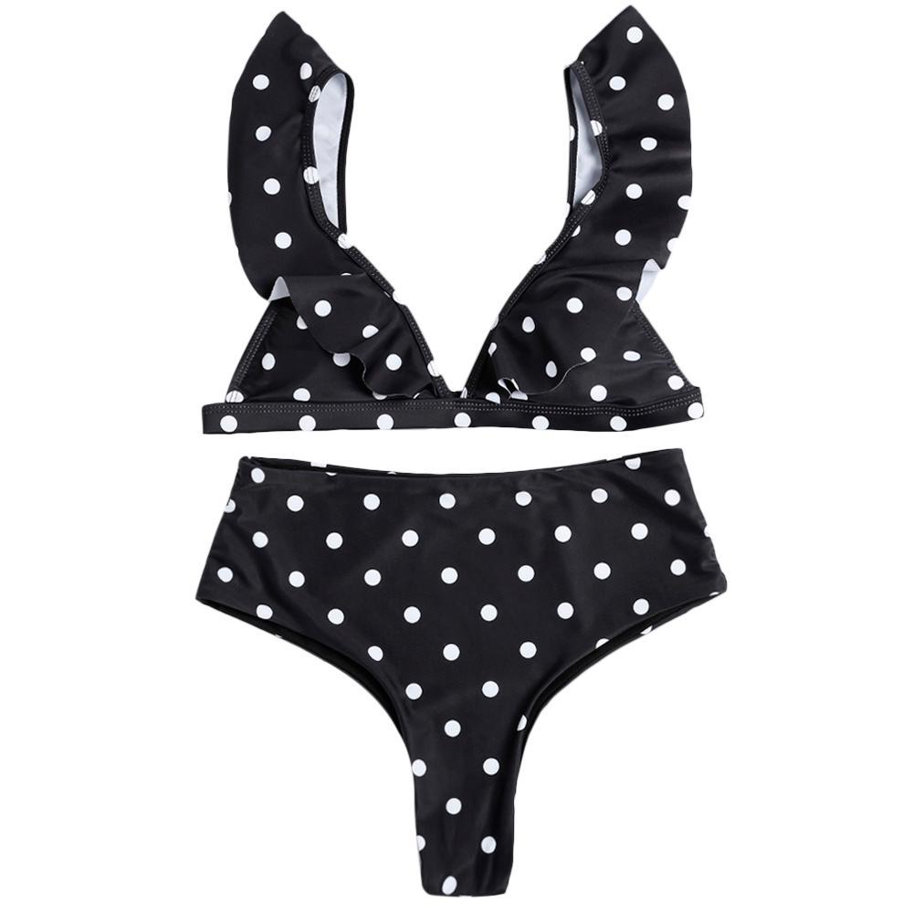 Bikini pinggang tinggi polka dot