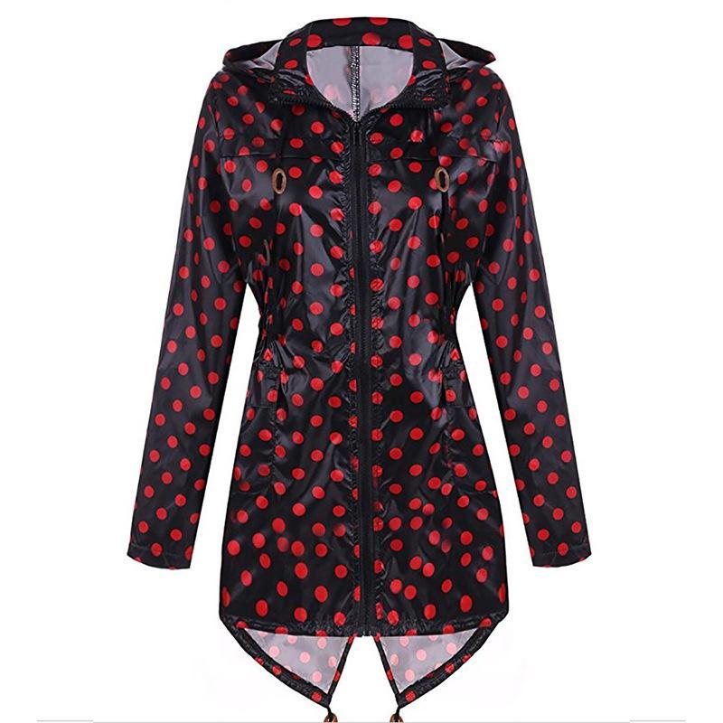 Polka dot print hoodie trench jas