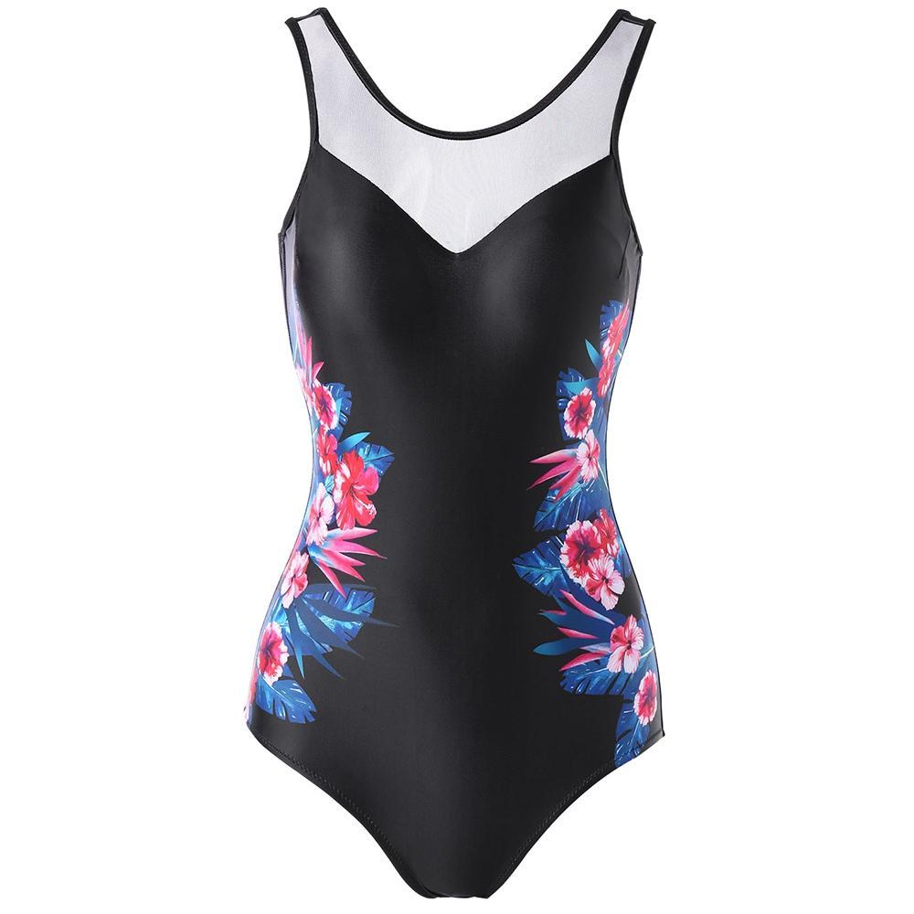 Simple Flower Stampa One Piece Swimwear