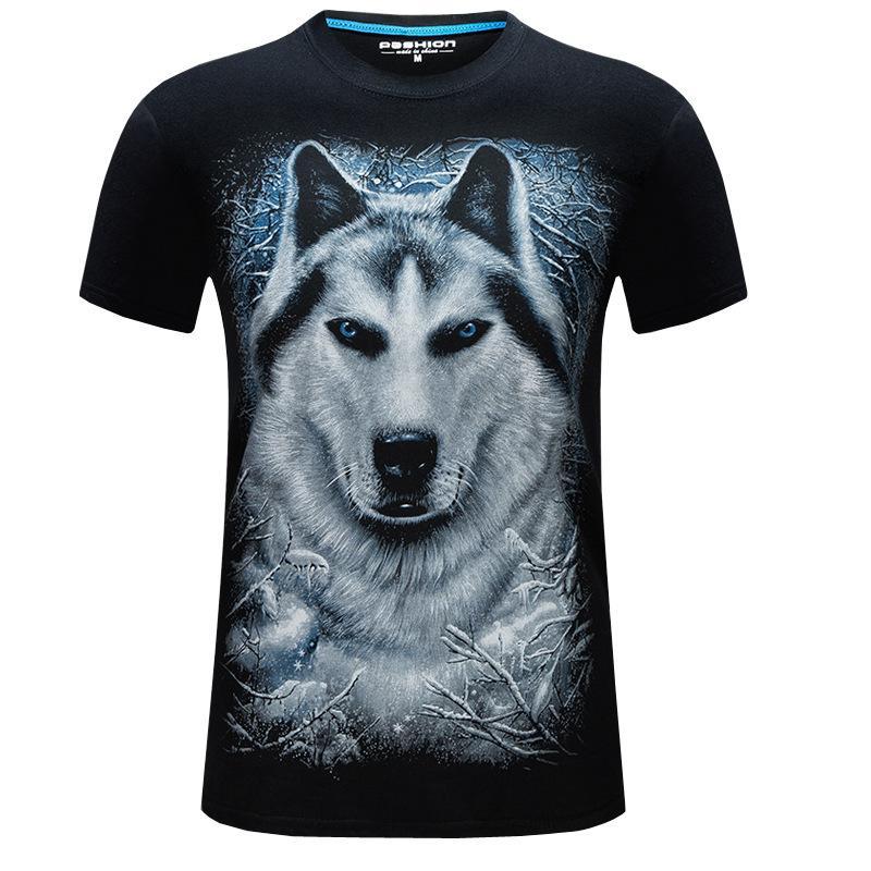 Schneeweißes Wolf-Grafik-Shirt