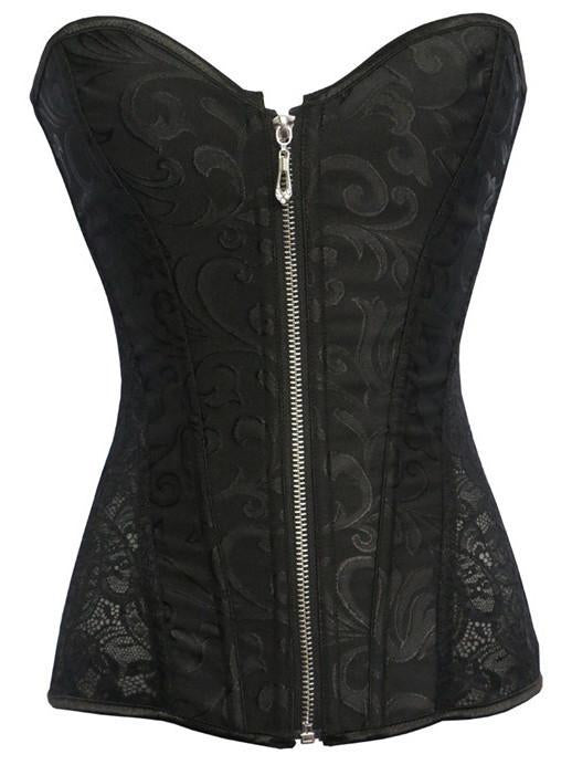 Corsário de lingerie rendado com zíper