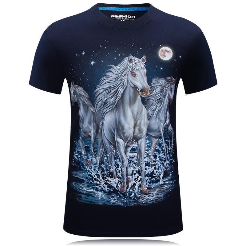 Camicia a cavallo bianco magico al chiaro di luna