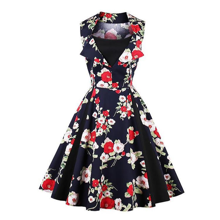 Polka Dot Pleats Retro Flair Dress