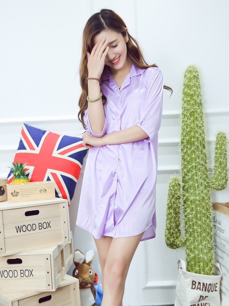 Collared Button Up Nightie - Theone Apparel