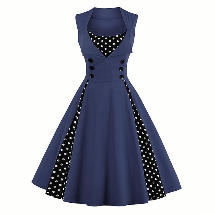 Polka Dot Pleats Retro Flair Dress