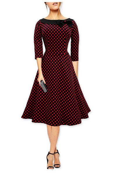 Fit &amp; Flare-Kleid mit Polka-Dot-Schleife