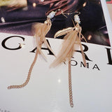 Feather Pendant Chain Tassel Earrings - Theone Apparel