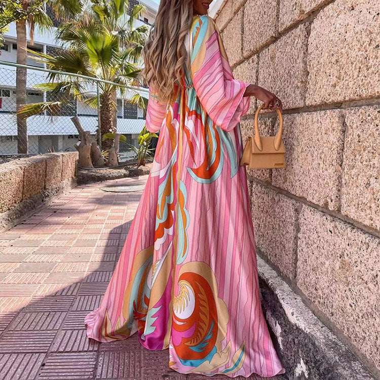 Bodenlanges Duster-Kleid in leuchtenden Farben
