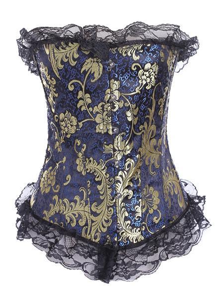 Foil Floral Ruffled Corset - Theone Apparel
