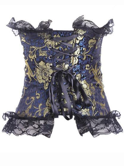 Foil Floral Ruffled Corset - Theone Apparel