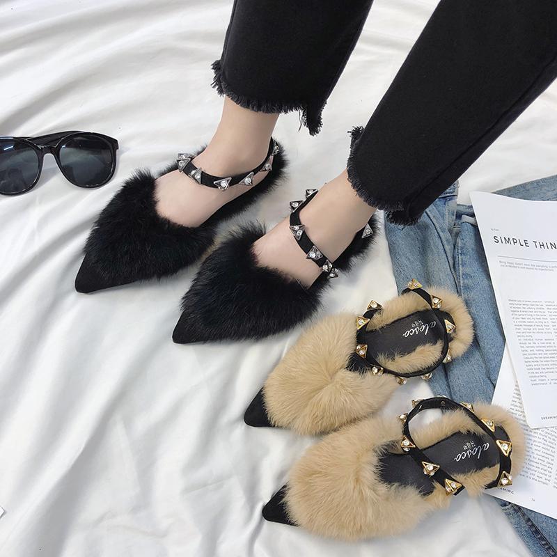 Fuzzy Faux Fur Statement Slides - Theone Apparel