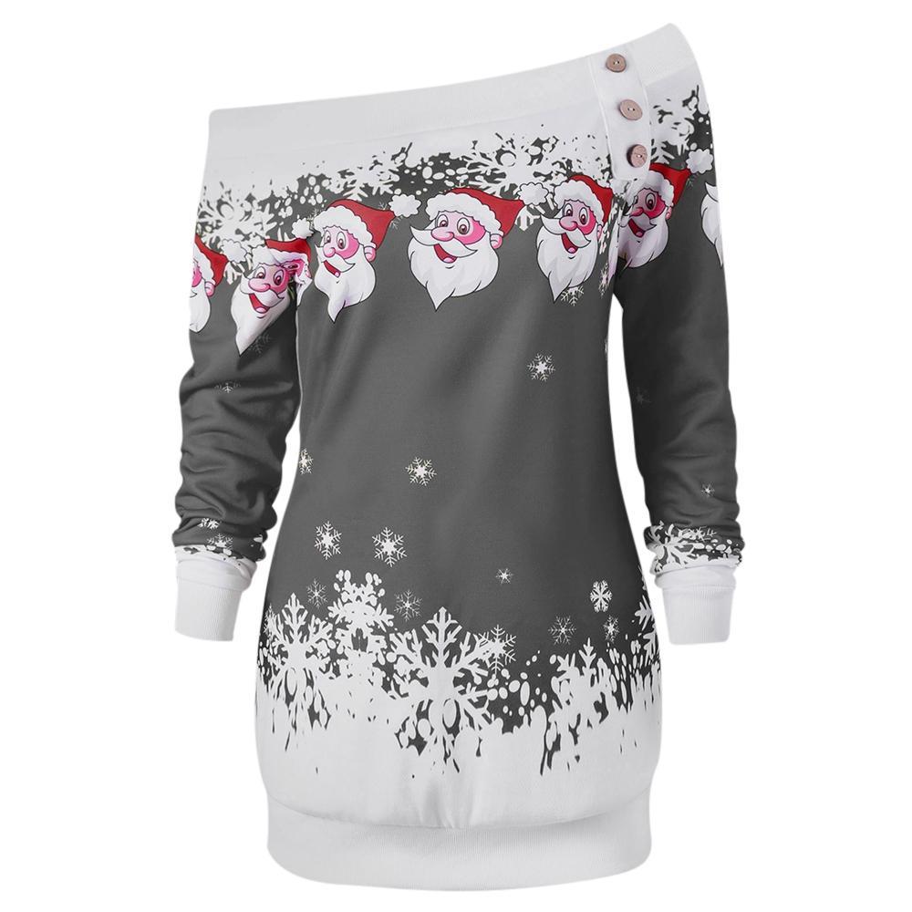 Sweat-shirt à cou de couture du Santa Snowflakes