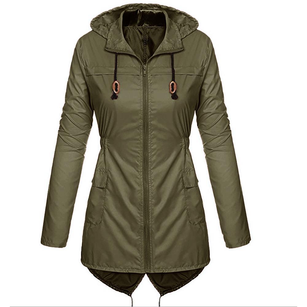 Full Zip Trench Coat Rain Jacket