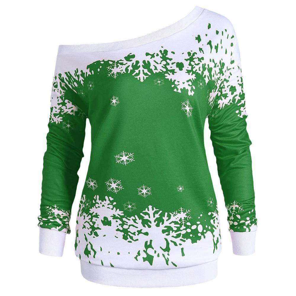 Snowflake Um ombro plus size moletom