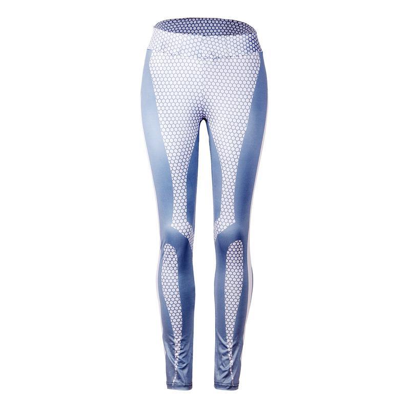 Happy Honeycomb Printed Gym Tights-Blue-Theone Apparel