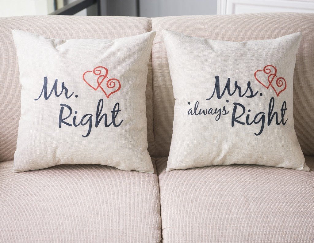 His and Her Couples Pillow Cover