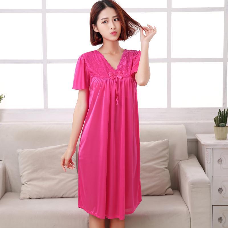 Short Sleeve Pleated Nightgown Dress