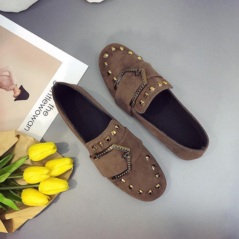 Studded Up Buckle Front Loafers