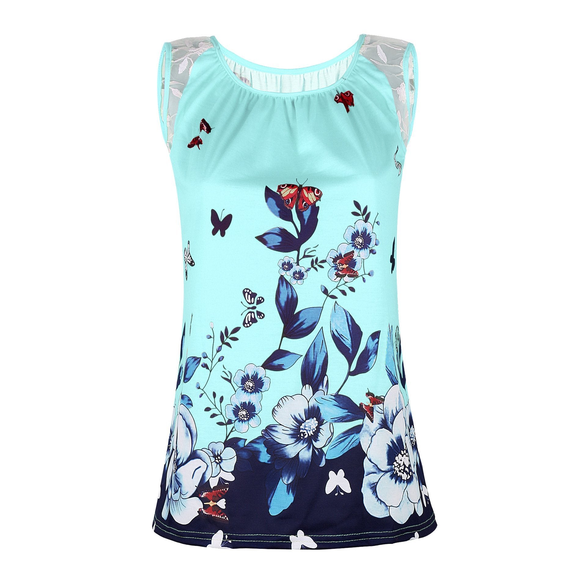 Top de encaje con estampado de mariposas