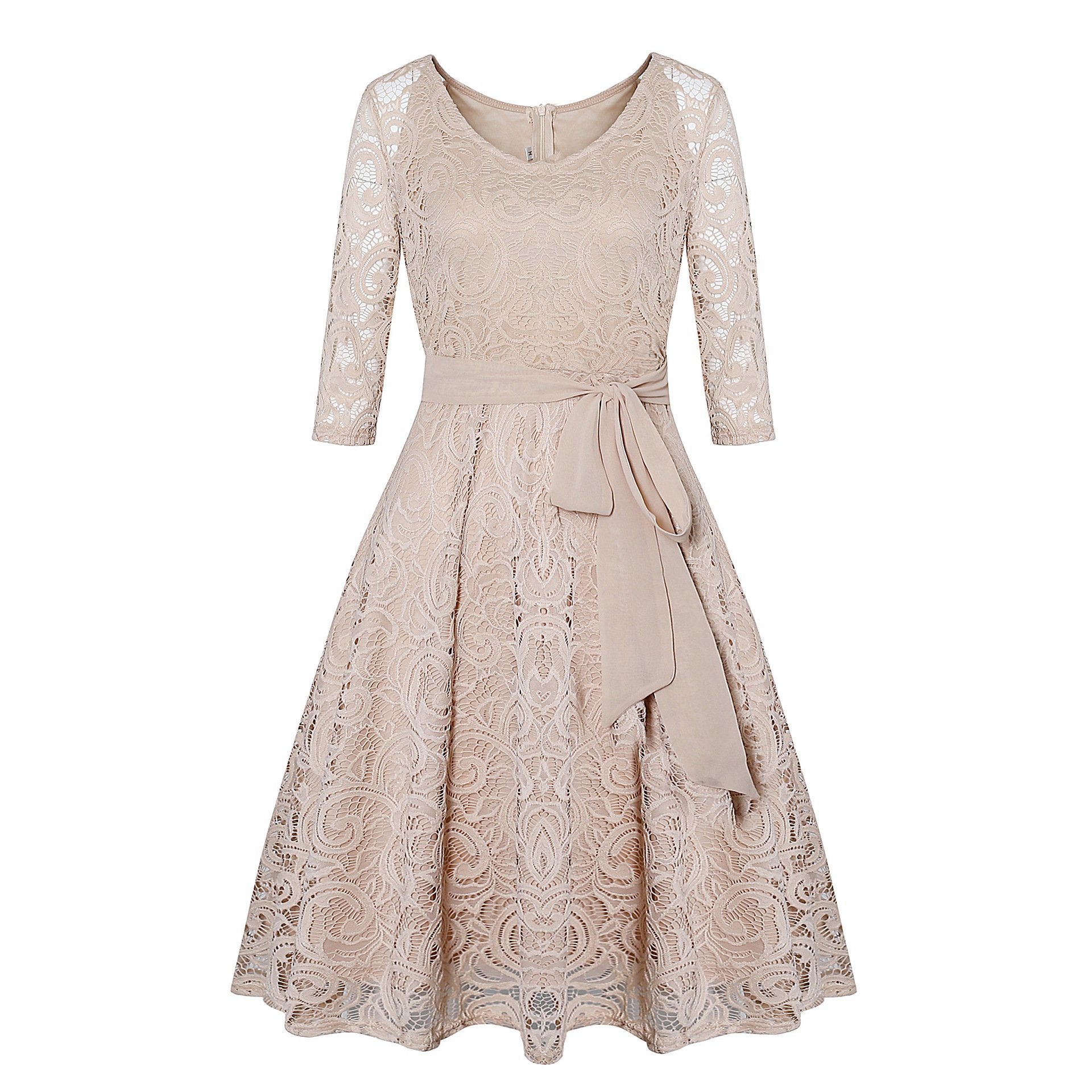 Cocktailkleid mit Illusionsärmeln aus Spitze