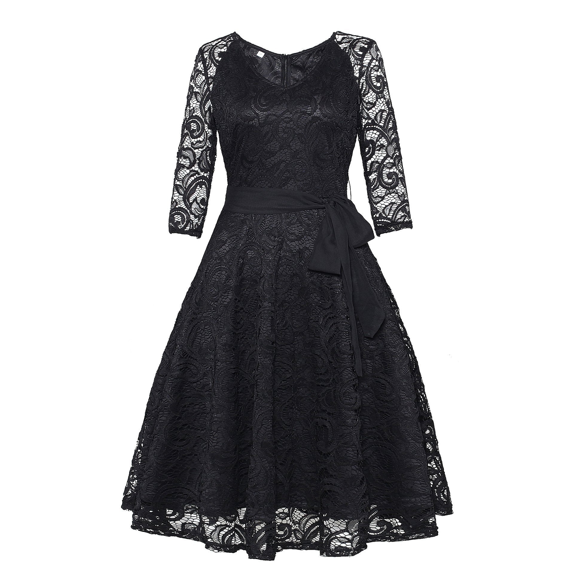 Cocktailkleid mit Illusionsärmeln aus Spitze