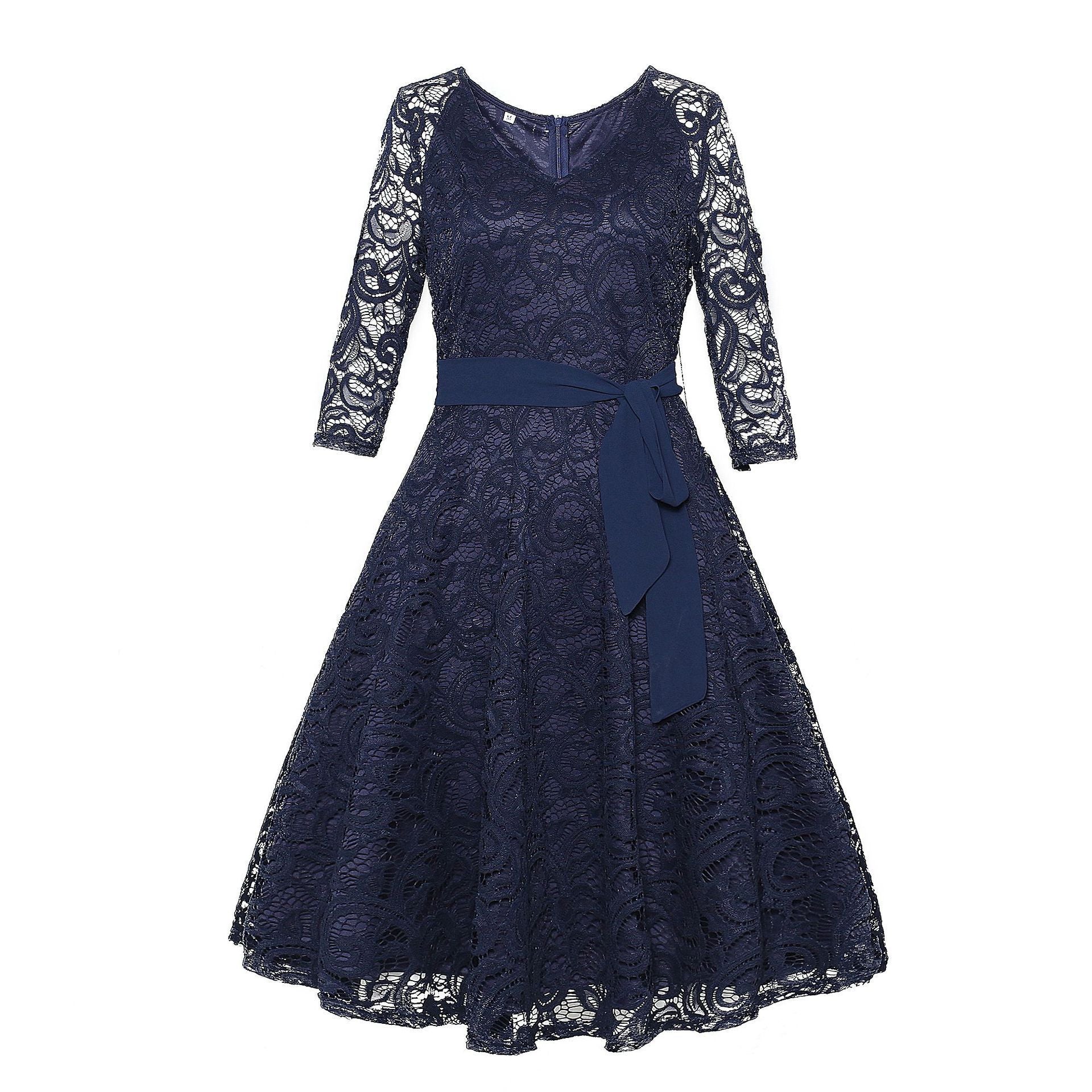 Cocktailkleid mit Illusionsärmeln aus Spitze